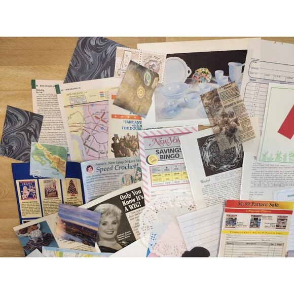 70 + Pcs Junk Journal Scrapbooking Destash Supplies Mixed Paper Bundle - Picture 2 of 9